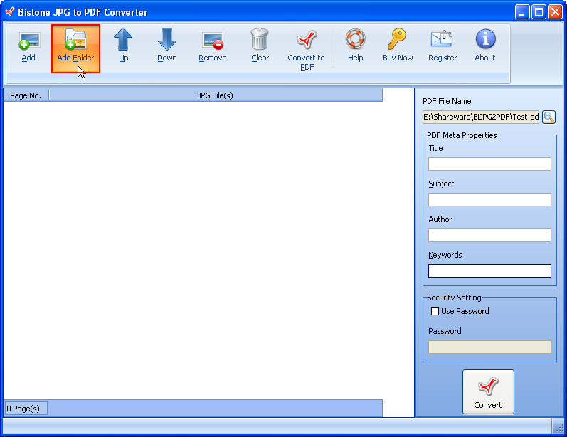 Add All JPG Files of a Folder to Converter List