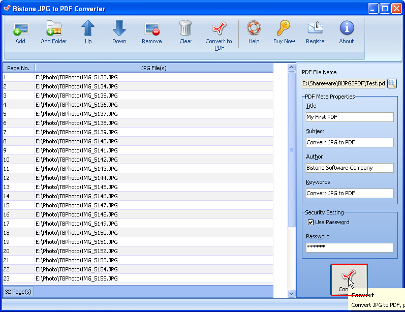 Click Convert to PDF button